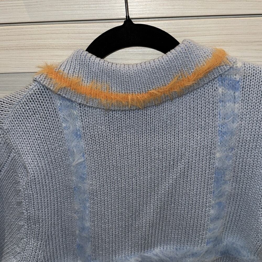 Andersson Bell Hayes Lingerie Intarsia Knit Collar Top/Sweater in Blue Medium - Picture 10 of 11